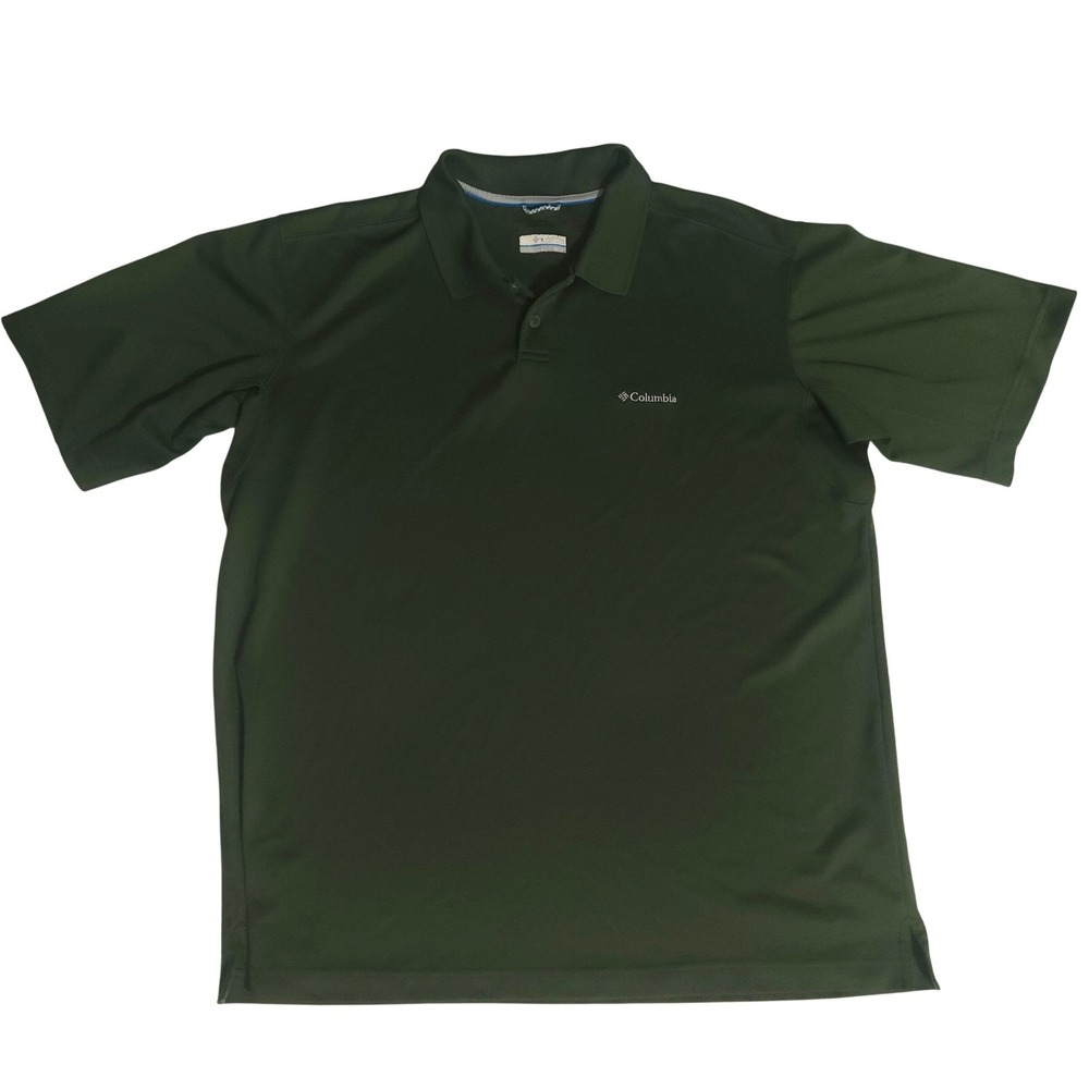 Columbia Mens Large Green Short Sleeve Performance Polo Mesh Active Golf Shirt